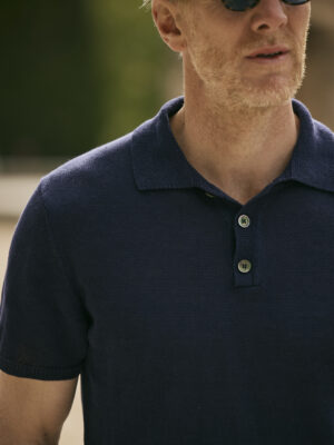 Navy Knitted Polo 