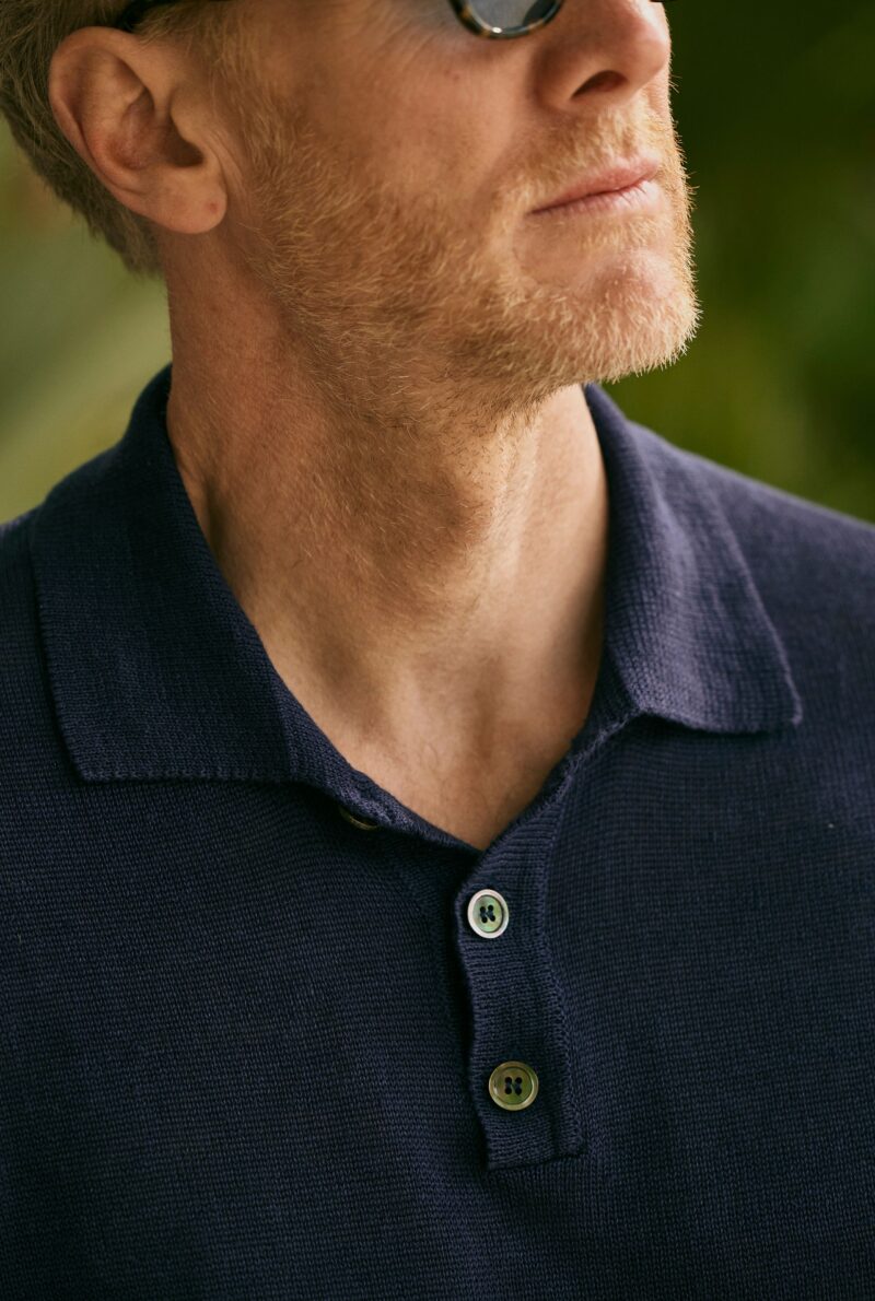 Navy Knitted Polo 