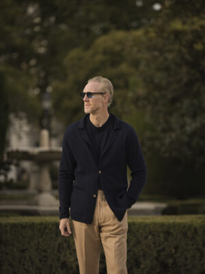 Navy Knitted Cardigan Blazer