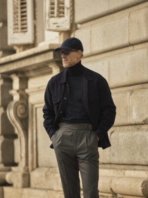 Navy Wool Overshirt