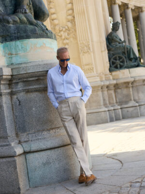 The Cream Linen Pleated Trousers