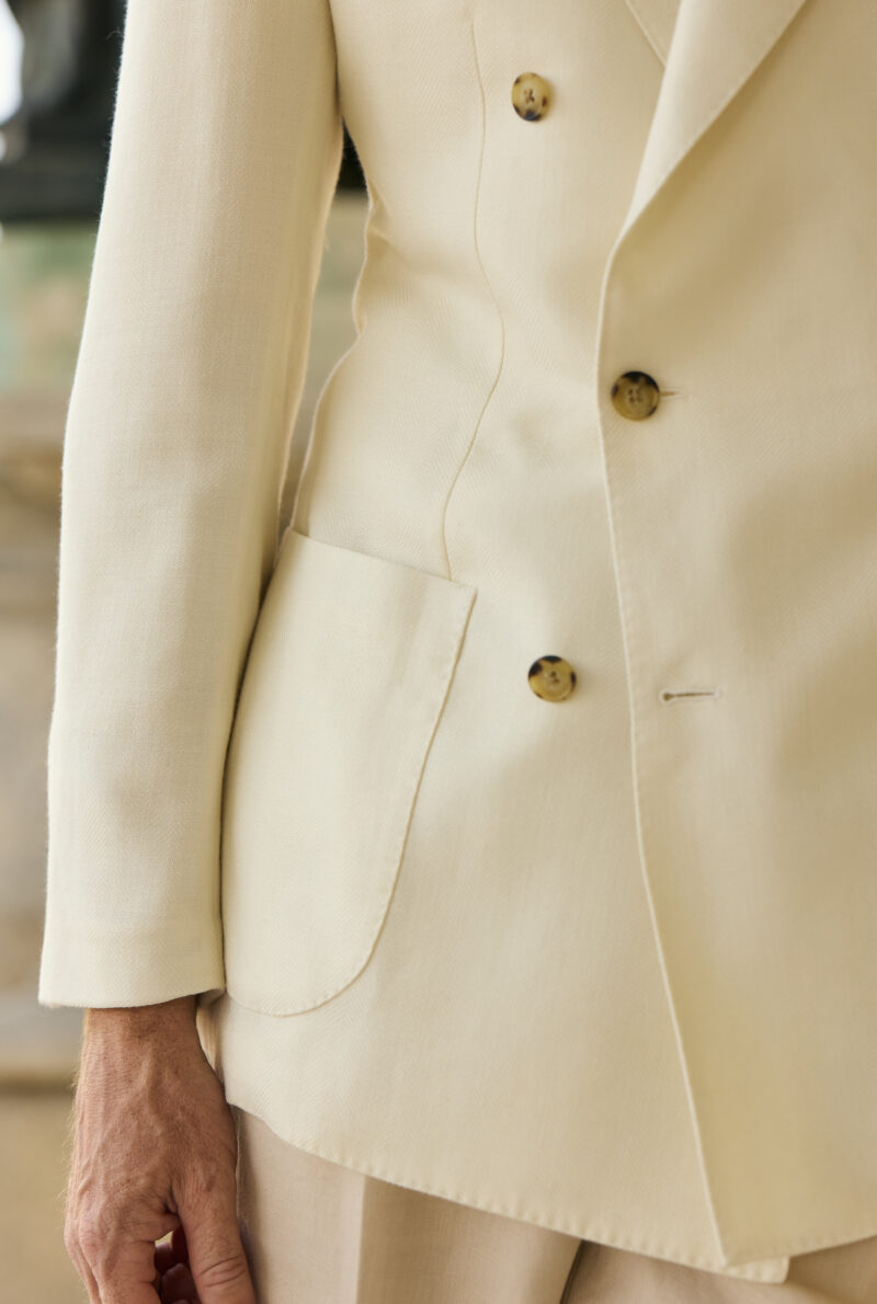 The Cream Silk & Linen Double Breasted Blazer